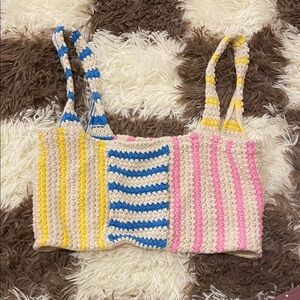 Zara Multicolor Striped Crochet Crop Top
